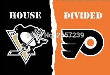 Pittsburgh Penguins Philadelphia Flyers House Divided Flag 3x5FT banner