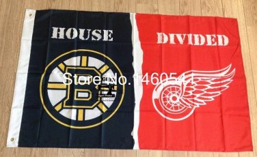 Boston Bruins Detroit Red Wings House Divided Flag 3ft x 5ft Polyester