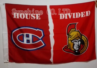 Montreal Canadiens Ottawa Senators House Divided Flag hot sell goods 3X5FT