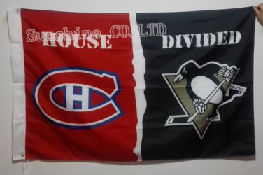 Montreal Canadiens Pittsburgh Penguins House Divided flag hot sell goods 3x5 FT