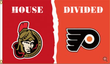 Philadelphia Flyers Ottawa Senators House Divided Hockey Indoor Outdoor College Flag 3' x 5'