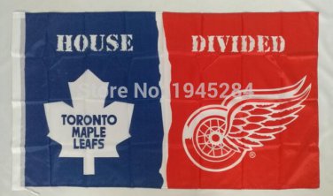 Toronto Maple Leafs Red Wings House Divided Flag Banner New 3x5ft 90x150cm