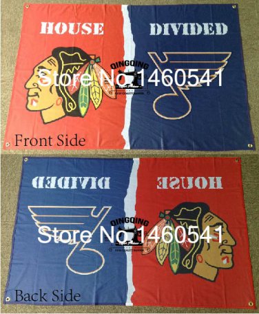 Chicago Blackhawks St. Louis Blues House Divided Flag 3ft x 5ft Polyester