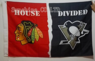 Chicago Blackhawks Pittsburgh Penguins House Divided Flag hot sell goods 3x5 FT