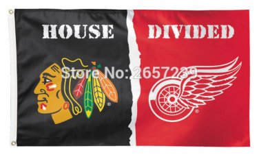 Chicago Blackhawks vs. Detroit Red Wings House Divided Flag 3x5FT
