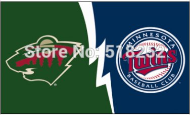 Minnesota Wild Twins House Divided Flag 3x5 FT MLB 150X90CM Banner