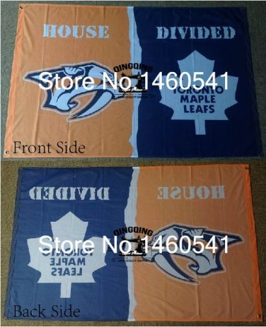 Nashville Predators Toronto Maple Leafs House Divided Flag 3ft x 5ft Polyester
