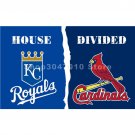 Kansas City Royals vs St. Louis Cardinals House Divided Team Flag  3ft x 5ft