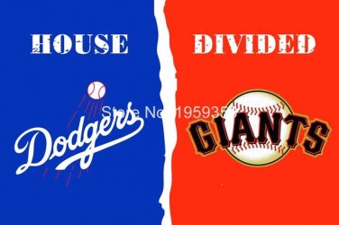Los Angeles Dodgers vs San Francisco Giants house divided Flag 3ft x 5ft