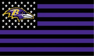 Baltimore Ravens black and purple background with stars and stripes Flag 3FTx5FT