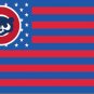 Chicago CUB bear logo with Stars and Stripes flag dark background 3FTx5FT