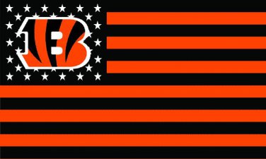Cincinnati Bengals with US stars and stripes Flag 3FTx5FT