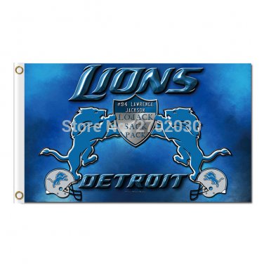 Detroit Lions LOGO WORDMARK HELMET Flag 100D Polyester3x5 FT