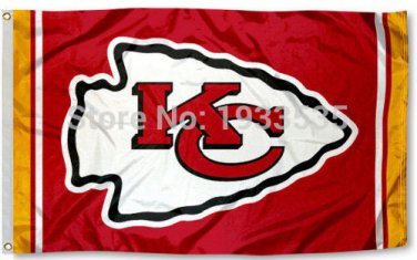 Kansas City Chiefs Large Outdoor KC Flag 3' x 5' Fan Flag Banner brass metal holes