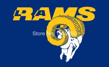 Los Angeles Rams logo with head flag 3FTx5FT Banner 100D Polyester