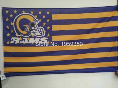 Los Angeles Rams Flag with Star and Stripe 3FTx5FT Banner