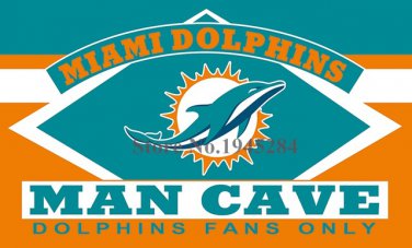 Miami Dolphins Man Cave Fans Only Flag Banner Size 3x5FT 90x150CM New Polyester