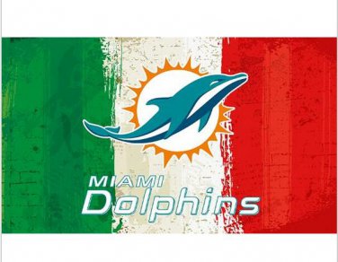 3x5ft Green white red Stripes Miami Dolphins flag new style oil painting style flag