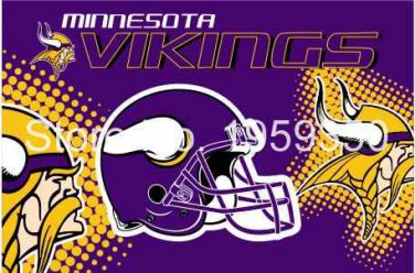 Minnesota Vikings Helmet Flying Flag Banner flag 3ft x 5ft 100D Polyester