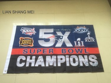 3x5ft New England Patriots 5X Super Bowl Champions flag 90x150cm