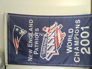New England Patriots world champions 2001 Flag 3ft x 5ft Polyester banner