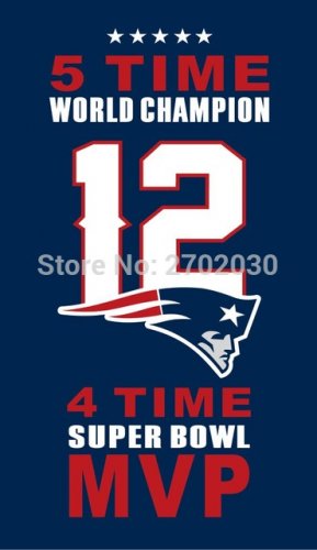 Brady 12 New England Patriots Flag Banners 5 Champion 4 MVP 3ft X 5ft