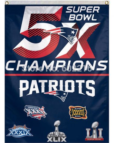 New England Patriots 5-Time Super Bowl LI Champions Large Outdoor Flag 3ft x 5ft