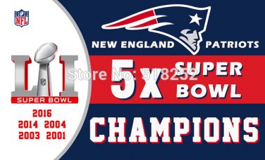 New England Patriots Super Bowl 5xNew flag Polyester 150X90CM NFL 3x5FT