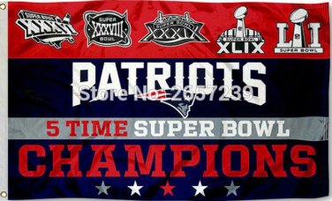 New England Patriots 5 Time Super Bowl Flag 3x5FT NFL banner150X90CM