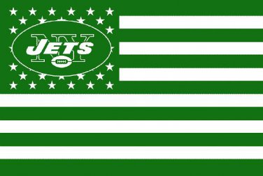 New York Jets logo with US stars and stripes Flag 3FTx5FT Banner 100D Polyester flag
