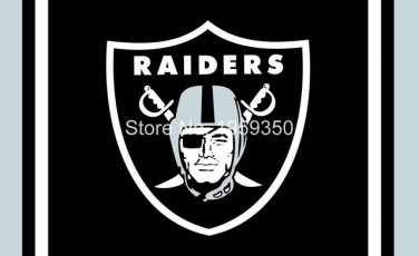 Oakland Raiders Logo Flag 3FTx5FT 100D Polyester 90x150cm white sleeve Metal Grommets
