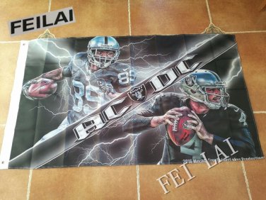 Oakland Raiders player black flag by 3ftx5ft flag with metal Grommets