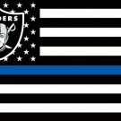 3x5ft Polyester Raiders Thin Blue Line Custom Flag with USA Flag custom Oakland Raiders f