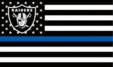 3x5ft Polyester Raiders Thin Blue Line Custom Flag with USA Flag custom Oakland Raiders f