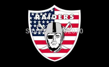 Oakland Raiders American Flag 3ft X 5ft Polyester Banne