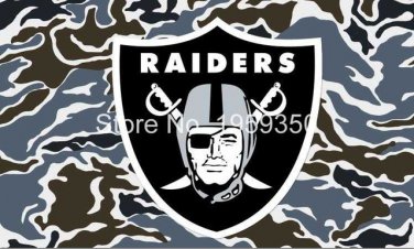 Oakland Raiders Logo Flag with camos 3FTx5FT 100D Polyester 90x150cm