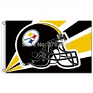 Pittsburgh Steelers Helmet Flag 3ft X 5ft Black Yellow