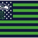 Seattle Seahawks Star and Stripes Green and Black Patchwork Color  Flag 3FTx5FT