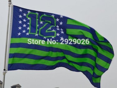 Seattle Seahawks 12TH Man Nation USA Star and Stripes Flag 3x5FT