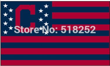 Cleveland Indians with US Stars Stripes Flag 3x5 FT  150X90CM Banner