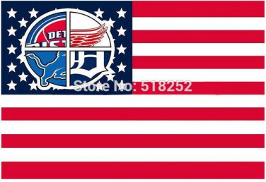 Detroit Pistons Detroit Red Wings Detroit Lions Detroit Tigers Flag US star and stripe Flag 3x5 FT