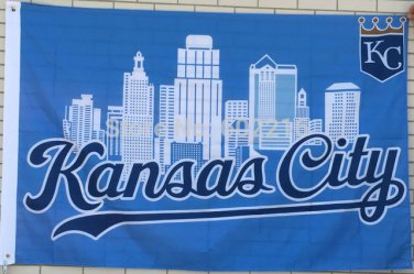 Kansas City Royals MLB City Skyline Baseball Large Outdoor Flag 3ft x 5ft