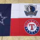 Dallas Cowboys Texas Rangers Dallas Mavericks Dallas 3 team flag 3x5 FT
