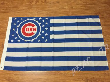 Chicago CUBs stars and stripe flag 3ftx5ft Banner 100D Polyester