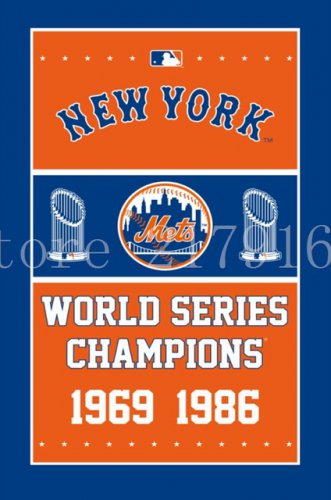 3x5ft 1969 and 1986 New York Mets world series champions flag