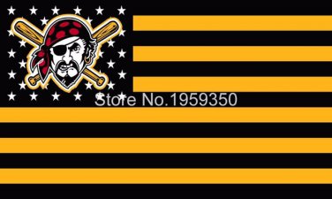 Pittsburgh Pirates Flag with stripes and logo 3ft x 5ft Polyester fans flags