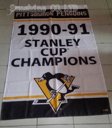 Pittsburgh Penguins 1990-91 Stanley Cup Champion Flag hot sell goods 3x5 FT