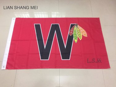 Chicago Blackhawks flag 3ftx5ft Banner 100D Polyester Flag metal Grommets