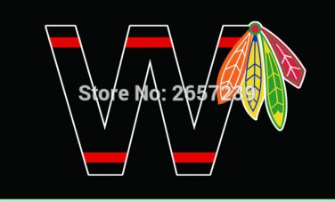 Chicago Blackhawks W BLACK Flag 3x5FT