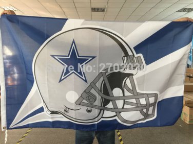 Dallas star Cowboys Helmet Flag blue star Helmet Premium Team Polyester 3ft X 5ft